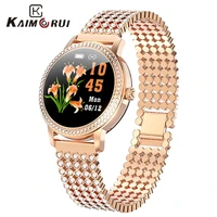 diamond studded smart watch 2021 women lovely steel watches ip68 waterproof bracelet heart rate lw20 smartwatch gift for lover