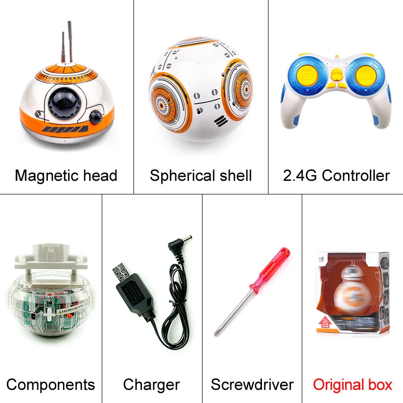 With original box Быстрая, Звездные войны, BB-8, 2,4G, пульт дистанционного управления, робот, обновленная версия, BB8, умный робот, звук, RC мяч, подарки, игрушка для мальчиков, детей - Цвет: With original box