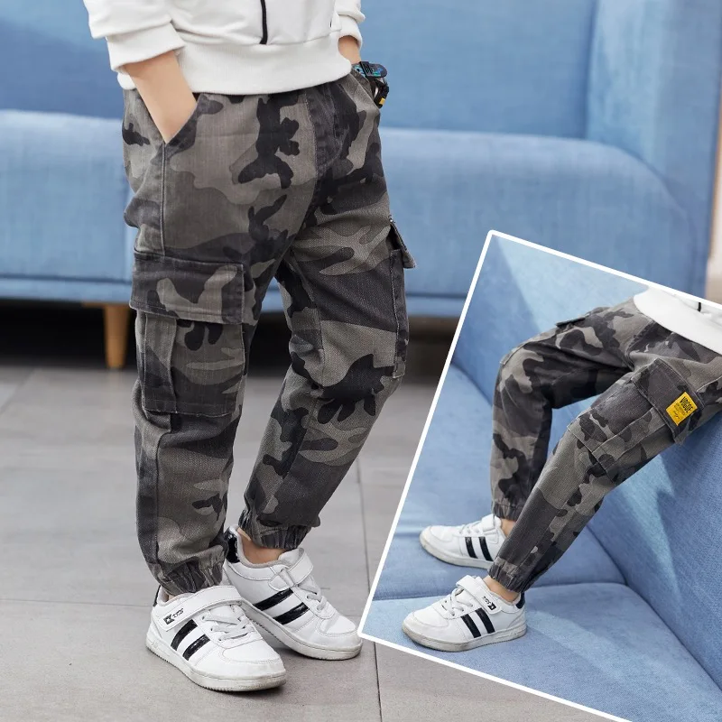 

2020 Casual Fashion Boys Workwear Pants Cool Personality Camouflage Pattern Trousers Children 4 To 12 Years Old