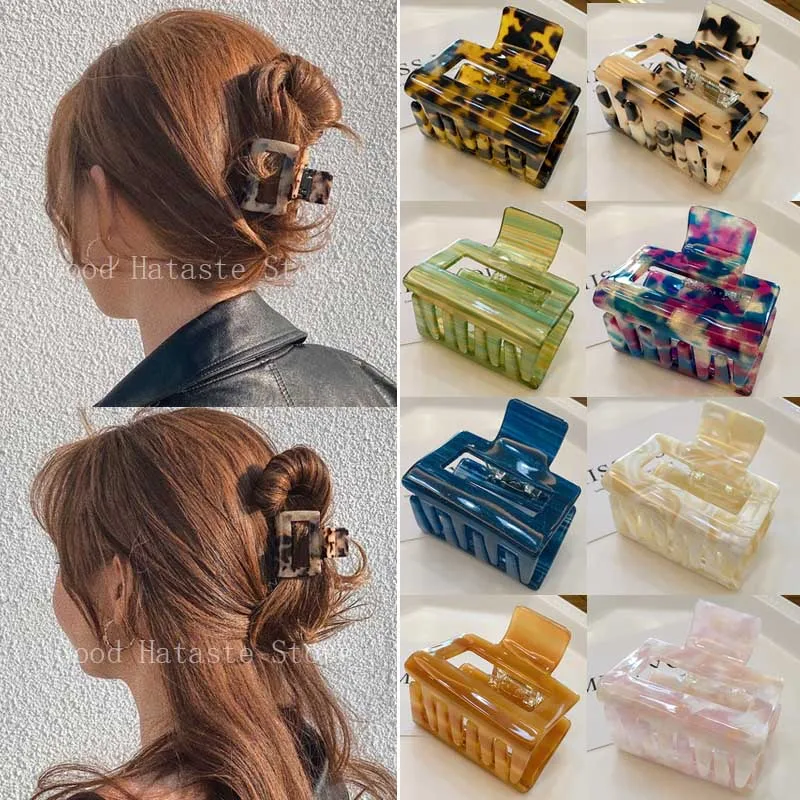 

High Quality Acetate Hair Claws Clip for Women Girls Leopard Hollow Square Crab Hairpins Clamp Hair Accessorie Fashion Headdress