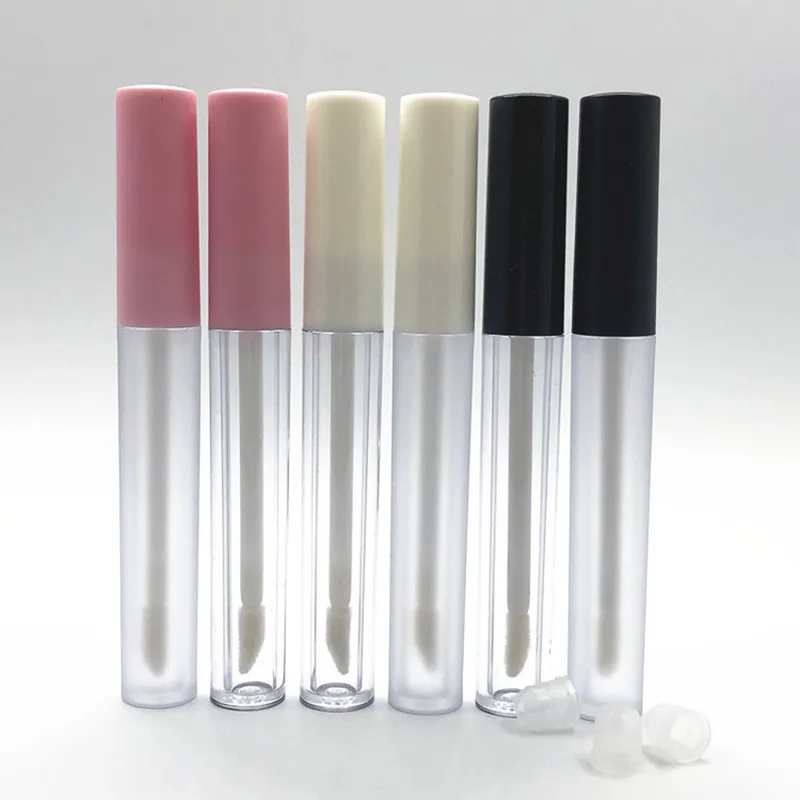 

10/30/50pcs 2.5ml Plastic Frosted Lip Gloss Tube Empty Lip Balm Container With White/Pink Lid,Round Lipgloss Refillable Bottles