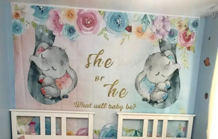 Фон для фотосъемки новорожденных с изображением слона и цветов | Электроника