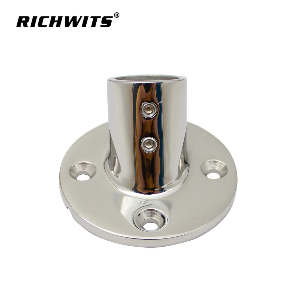 

60 Degree Round Base Stainless Steel Hand Rail Fitting Hardware Accessories 22mm 25mm For Boat Yacht Parts Building Marine