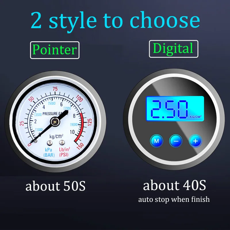 Портативный воздушный компрессор насос для шин автомобильный с цифровым