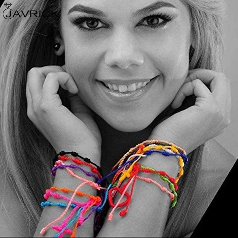 12 шт. Тибетский браслет из красного шнура Регулируемый Каббала 7 узел нить крест