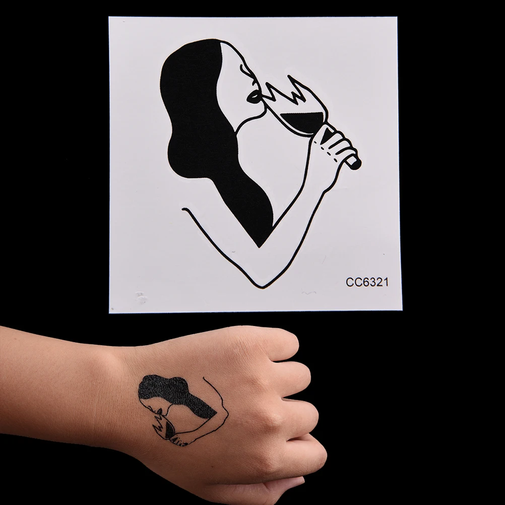 

1XMakeup Drinking Women Tattoo Arm Body Art Waterproof Temporary Tattoo Stickers