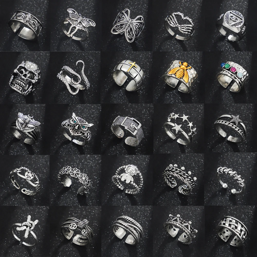 Кольцо в готическом стиле с мотым крестом звездой совой Пчелой планкой