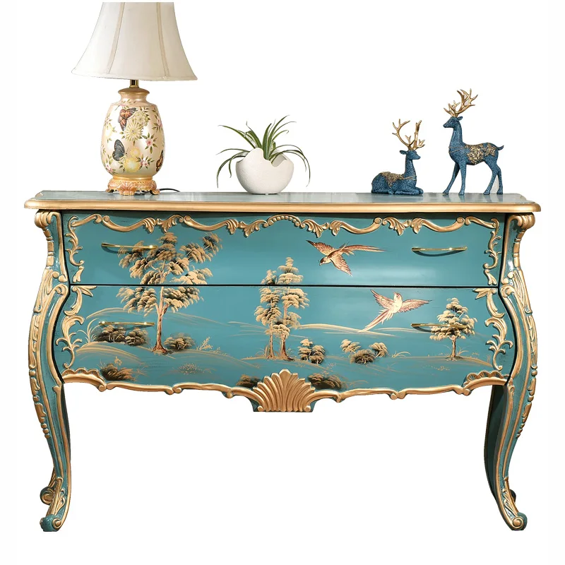 

TT American Style Entrance Cabinet Hallway Storage Locker Curio Cabinet Small Apartment Painted Side Cabinet Living Room Entranc