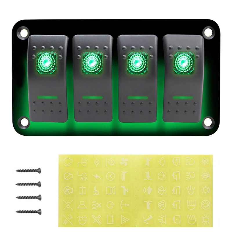 Водонепроницаемая панель переключателя рокера 4/6 автомобильная 12 В ~ 24 защита от