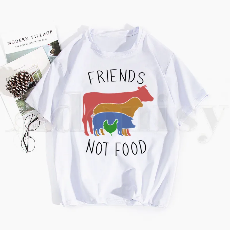 Футболка с принтом улзан для веганцев Friends Not Food весенние топы футболки мужчин и