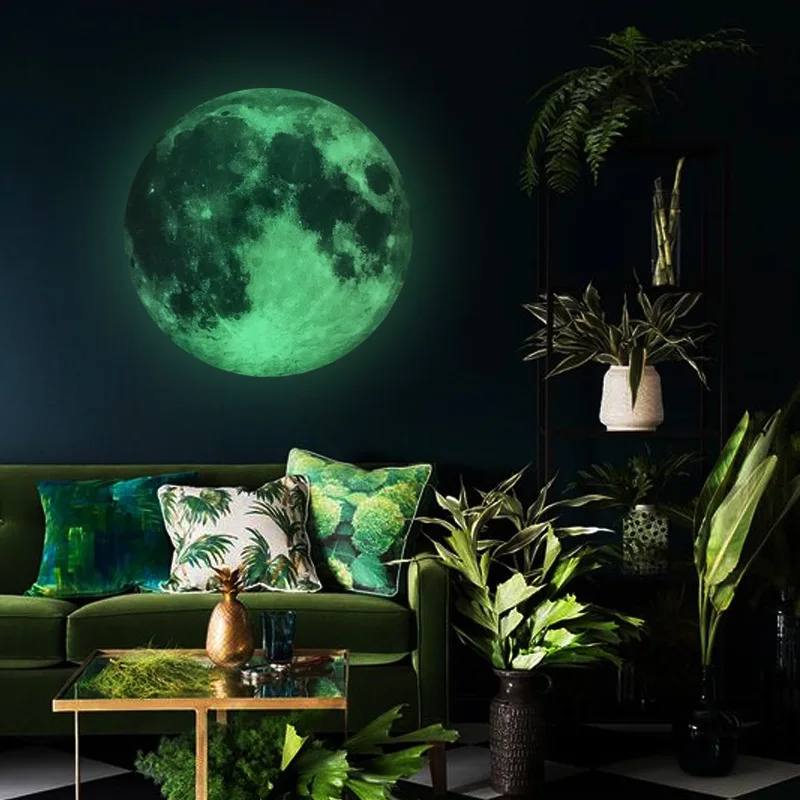

30cm Luminous Moon 3D Wall Sticker for kids room living room bedroom decoration home decals Glow in the dark Wall Stickers