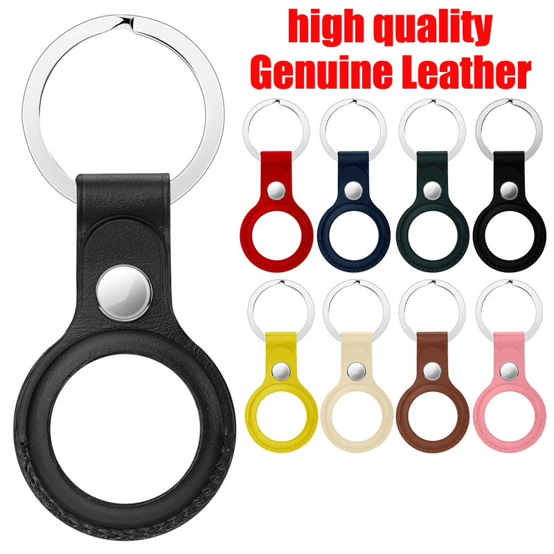 

Genuine leather case For AirTags Leather Protective Case with Key ring Anti-scratch Portable Accessories Protector Cover AirTags