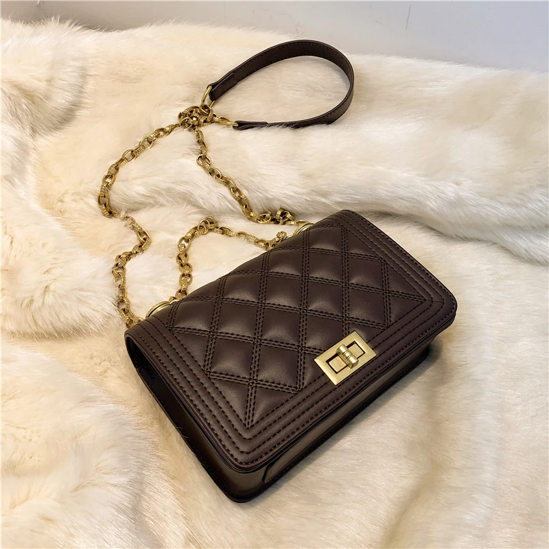 

Lattice Square Crossbody Bag 2021 Fashion New High-Quality PU Leather Women's Designer Handbag Chain Shoulder Messenger Bag