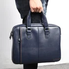 Модный мужской портфель из натуральной кожи 14 дюймов, сумка для ноутбука, мужская деловая сумка через плечо, сумки через плечо для мужчин, синие