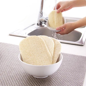 3pcs Natural Loofah Dishwashing Cloth Scrub Pad Dish Bowl Pot Easy To Clean Scrubber Sponge Kitchen Clean Brushes Scrub Pad