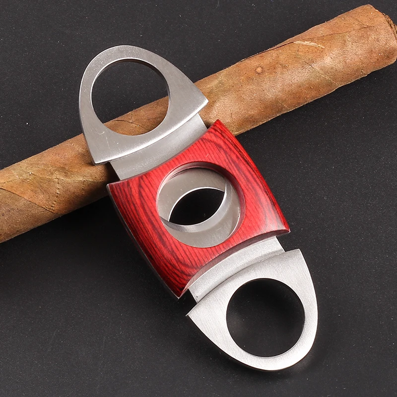 

New 1pcs Mahogany Wood & Stainless Steel Cigar Cutter Double Blades Cigar Accessories (TYPE 2)