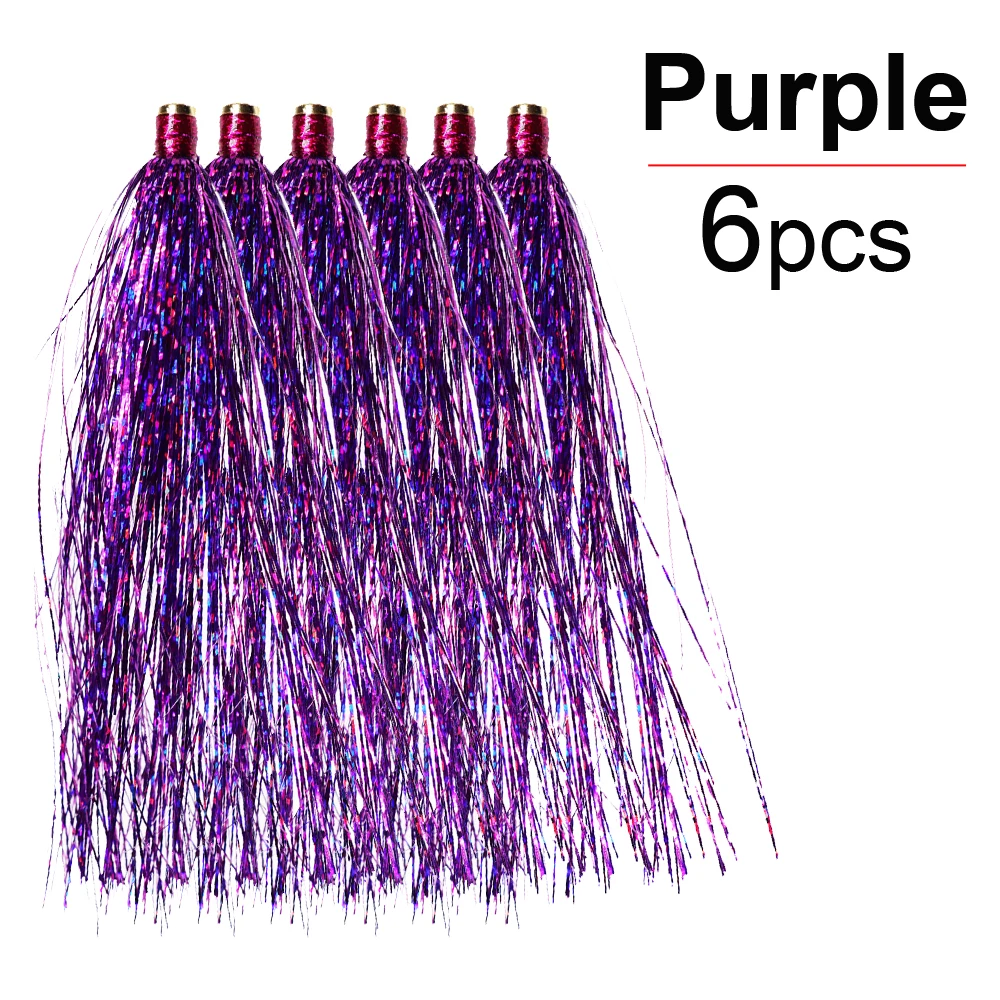 Purple-6pcs ICERIO 6 шт. латунная скользящая трубка стример Голографическая мишура мигалка Прорезыватель форель рыболовные приманки снасти - Цвет: Purple-6pcs