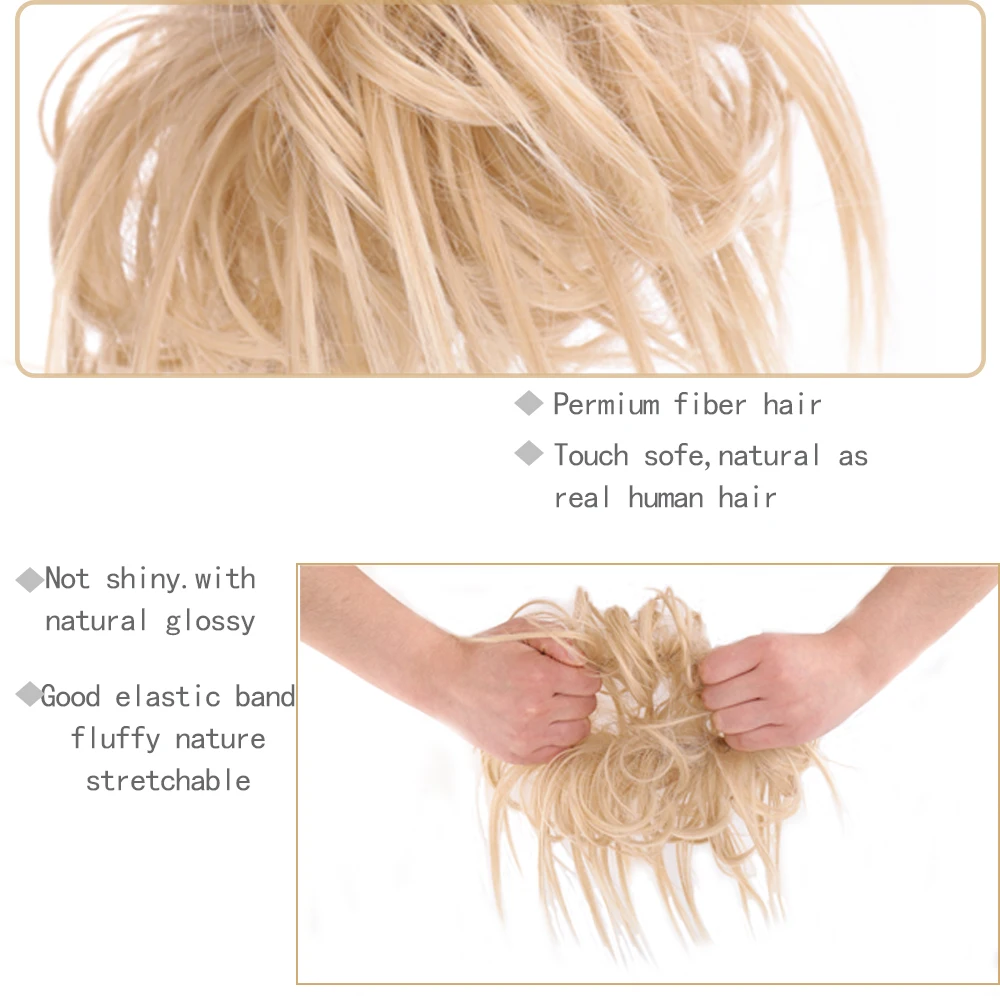 Золотисто красные кудрявые женские коричневые шиньон WEILAI с резиновой лентой