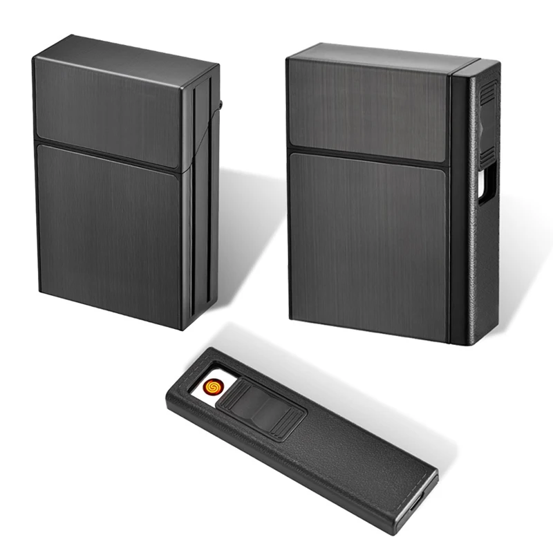 Чехол для сигарет 2 в 1 зажигалка курения беспламенная Зажигалка из алюминиевого