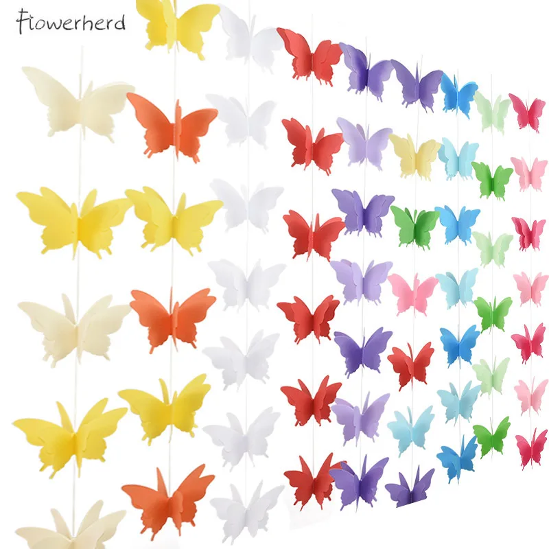 

3M 3D Colorful Butterfly Decoration Paper DIY Hanging Garland Home Decor Birthday Party Decoration Baby Shower Decorations