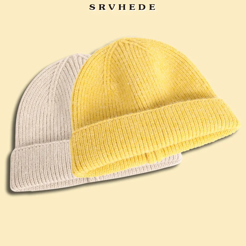 

2021 autumn and winter solid color knitted hat short hat woman hat outdoor warm man hat winter cotton hat girl boy hip hop hat