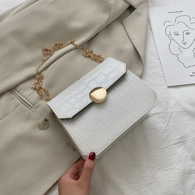 

Web celebrity stylish women's bag 2020 autumn new trendy texture versatile crocodile grain small square bag mini bag