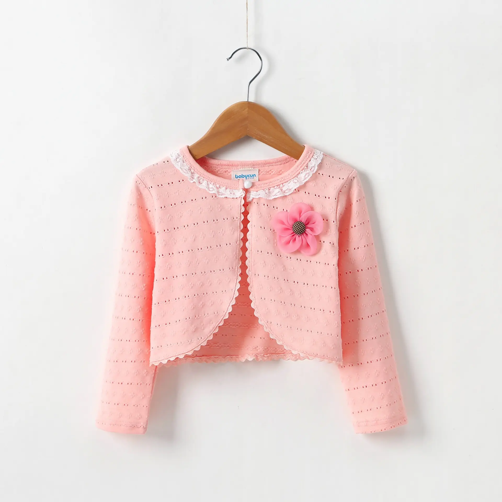 

2021 Pink Girls Cardigan Sweater Outerwear 100% Cotton Pink Girl Jacket For 1 2 3 4 6 8 Year Old Toddler Kids Clothes 165009