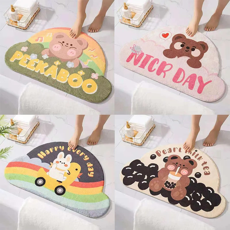 

Полукруглый мультяшный милый напольный коврик, домашний коврик для входной двери, милый шерстяной Придверный коврик для кухни, спальни, кор...