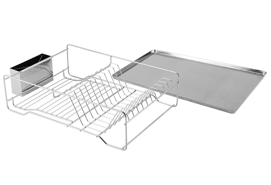 

Kitchen Dish Drying Rack Stainless Steel Storage w/ Chopstick Holder Rrustless