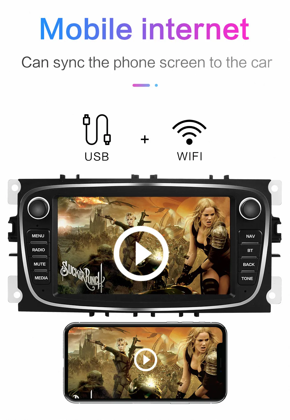 2Din Android 9,0 автомобильный Радио мультимедийный плеер для Ford Focus S-Max Mondeo 9 Galaxy C-Max II Kuga gps навигация 2G ram