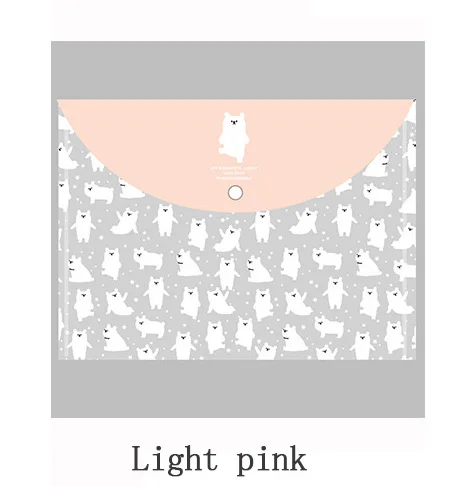 light pink 4 шт., А4, сумка для файлов, файл-менеджер, файл, карманный, для школы, офиса, канцелярские принадлежности, ПВХ, Сумка для документов, папка, органайзер для документов, милые животные - Color: light pink