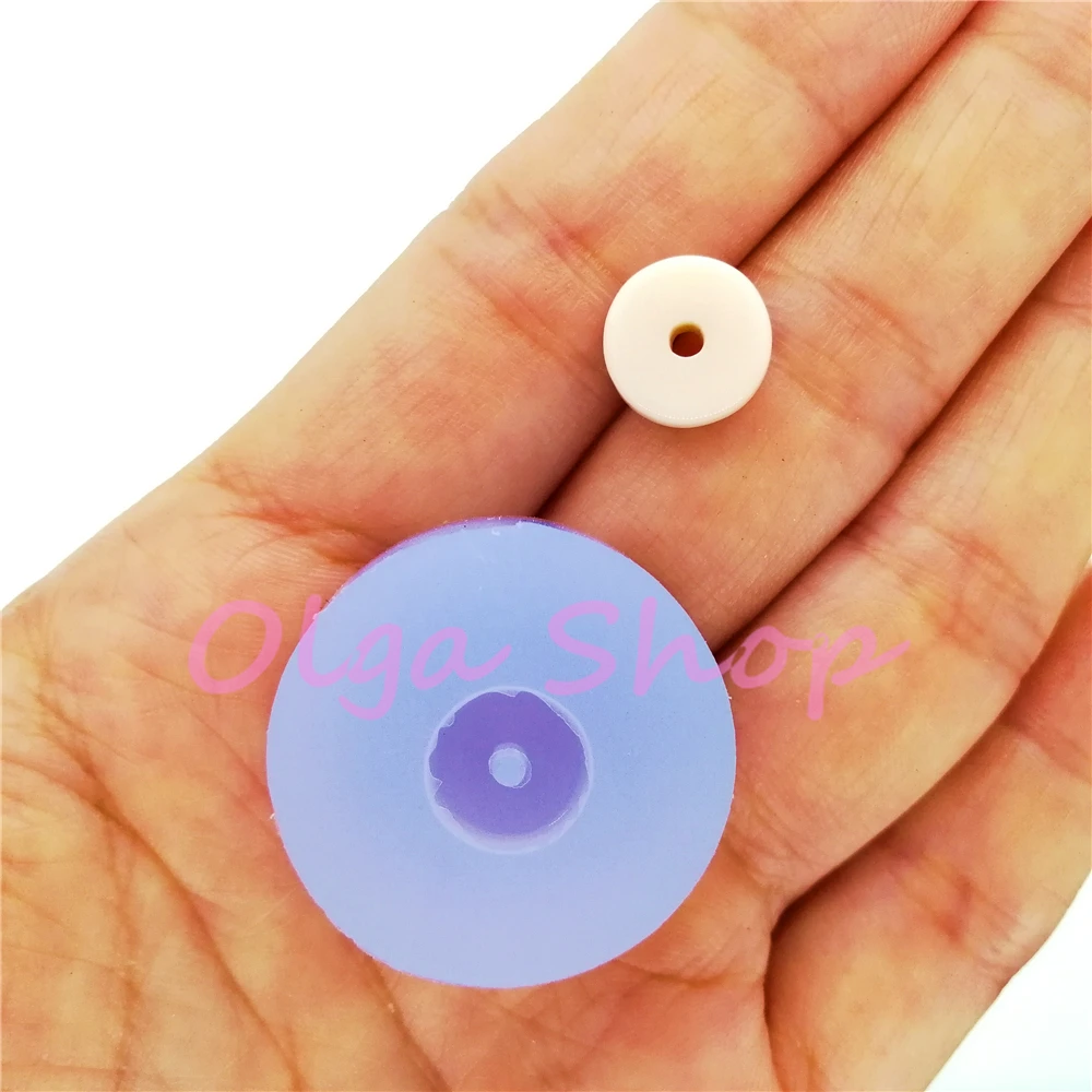 BYL416 9.8mm Flat Bead (with hole) Silicone Mold for Resin Art Earrings Necklace Pendant Making Craft Decoration Fondant |