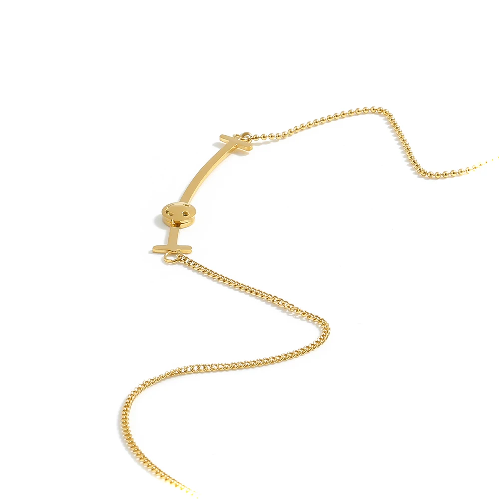 Женское Ожерелье YMYW Золотистое из титановой стали со смайликом | Украшения и