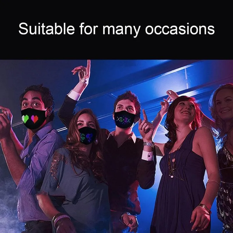 

1pcs LED Cotton Dust Face Mask Bluetooth Programmable USB Charging Mask For Men And Women Music Party Gift Display Board Mask