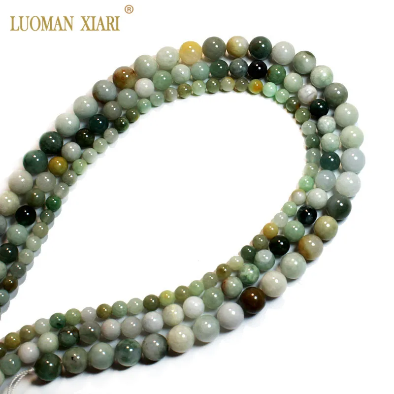 Fine AAA 100% Natural Jadeite Gemstone Round Stone Beads Green Jade For Jewelry Making DIY Bracelet Necklace 6/8/10mm | Украшения и
