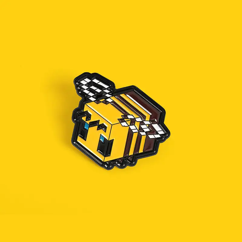 

XM-funny Delicate pixel bees soft enamel brooch cute cartoon lapel badges brooch creative gifts