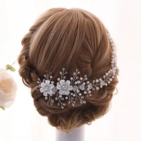 hp295 flowers wedding headbands accessories bride crystal pearl women hairpins bridal headpiece hair jewelry wreath decoration