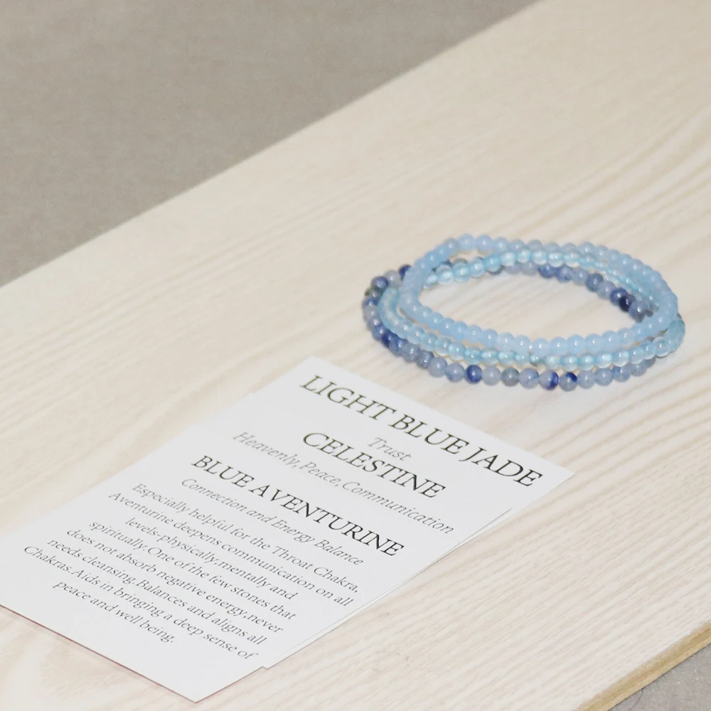 MG0065 Оптовая продажа натуральный 4 мм набор браслетов с синим авантюрином женские