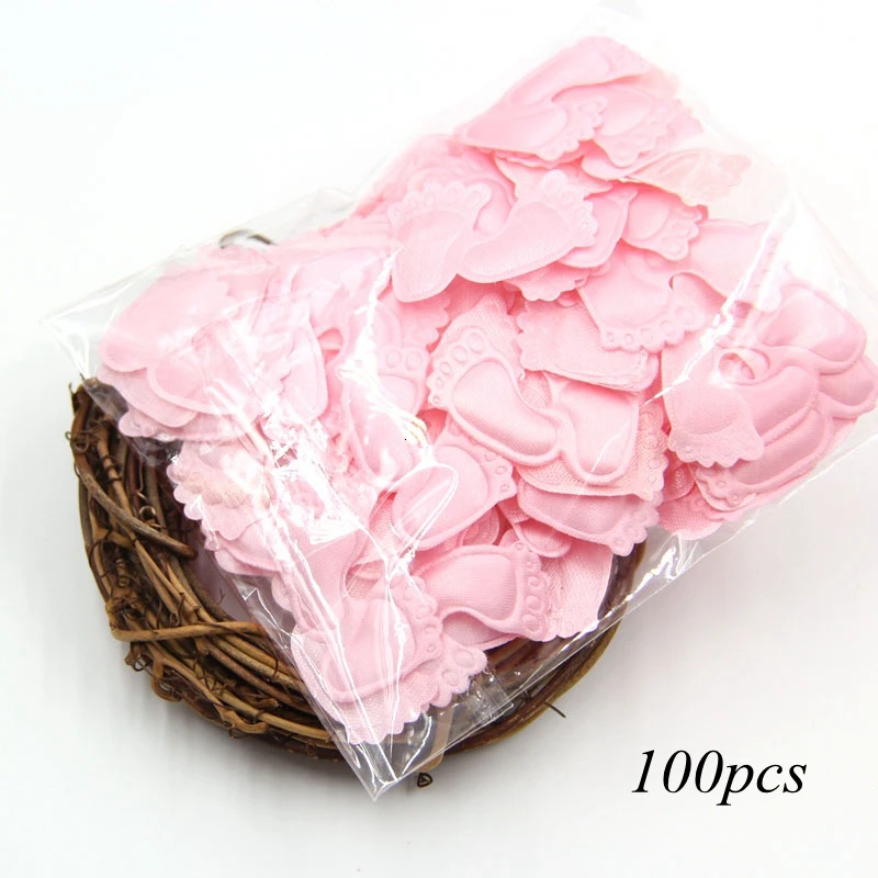 100pcs pink 15 г/пакет розовый и синий конфетти Мини милый ребенок с ножками Конфетти Для DIY Дети День Рождения Вечеринка для украшения детского душа принадлежности - Цвет: 100pcs pink