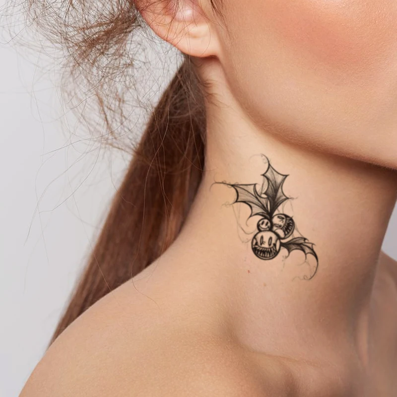 

Temporary Tattoo Stickers Black Cross Horror Mask Moon Fake Tatto Waterproof Tatoo Neck Leg Arm Belly Small Size for Women Men