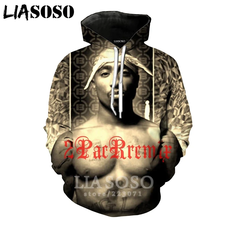 1 2pac толстовки LIASOSO забавные для мужчин и женщин Аниме Толстовка 3D принт Рэпер Хип Хоп с длинным рукавом Уличная Топ пуловер с круглым вырезом B182-10 - Цвет: 1