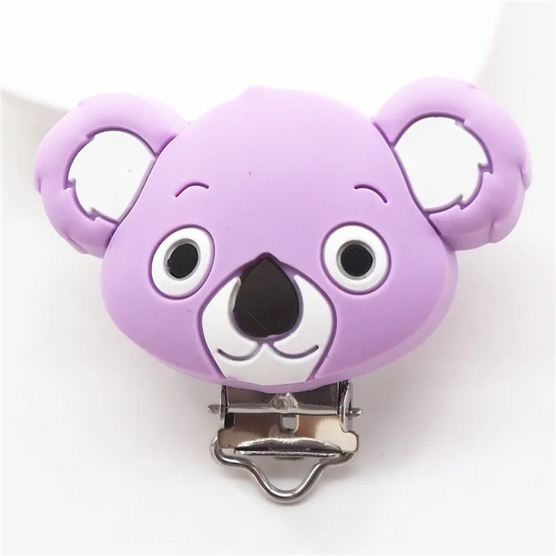 Lilac Chenkai 10 шт. силиконовые зажимы Koala DIY Детский Прорезыватель кольцо для соски держатель цепи пустышка для младенца ювелирные изделия игрушки клипсы BPA бесплатно - Цвет: Lilac