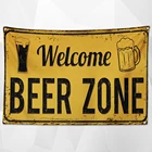 Welvome пивная зона винтажный постер на день пива Настенный художественный персонализированный праздничный флаг забавные баннеры для бара кафе винный погреб домашнее украшение