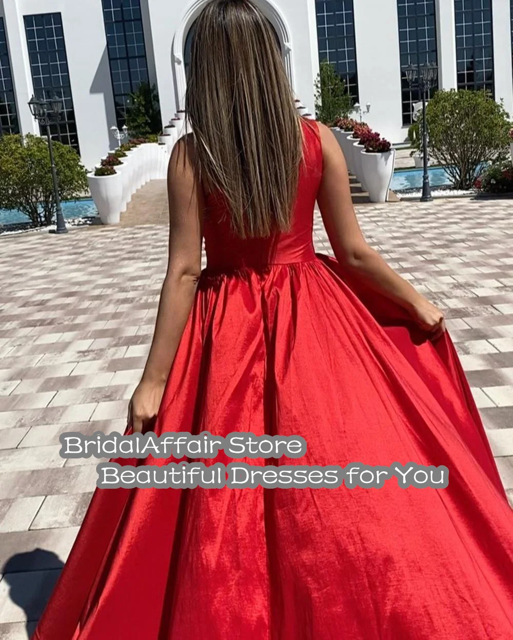 BridalAffair праздничное красное ТРАПЕЦИЕВИДНОЕ длинное платье для выпускного вечера