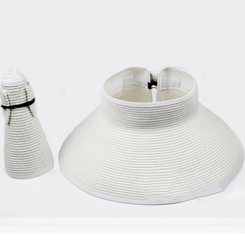 Шляпа Женская Солнцезащитная Складная Соломенная пляжная шапка однотонная с козырьком летняя|Женские