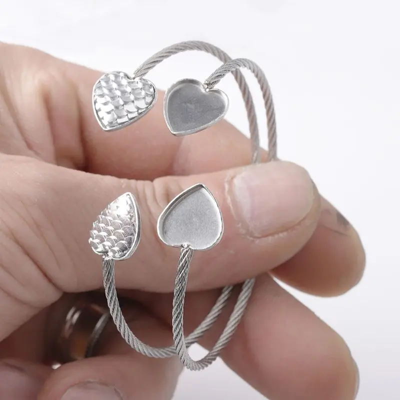 Нержавеющая сталь круглое сердце из кабошона пустое обрамление для ювелирных