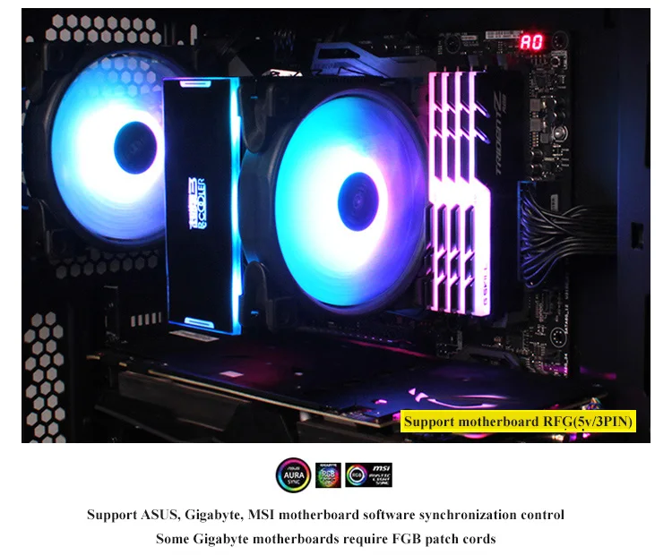 Pccooler компьютер чехол вентиляторы 120 мм/12 см вентилятор Cooler RGB 5V 3PIN/12V 4PIN 3 шт упакованы бесшумный вентилятор охлаждения для настольного компьютера