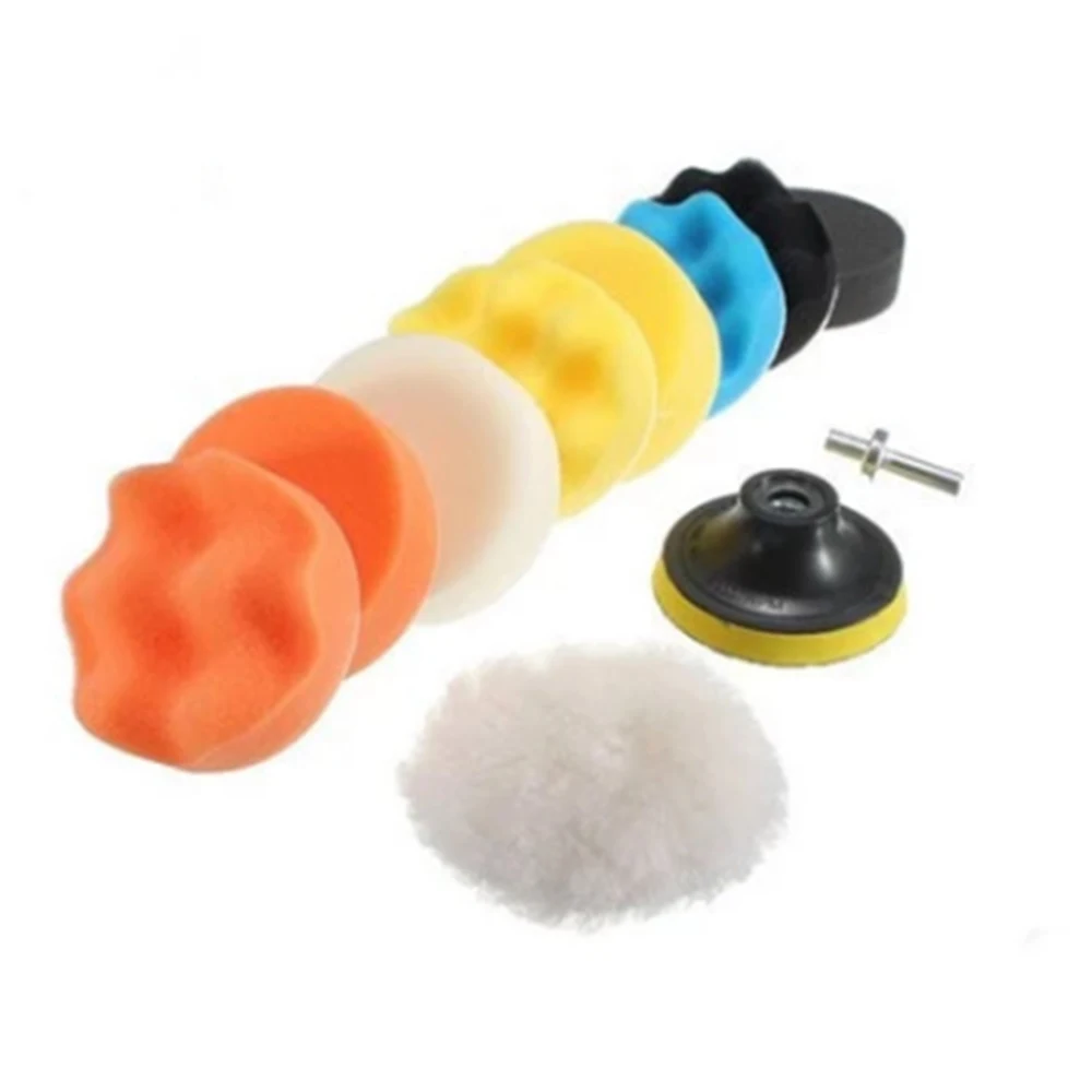 

11pcs/set Car Polishing Disc Self-adhesive Buffing Waxing Sponge Wool Wheel Polishing Pad Car Polisher Drill Adapter Auto Goods