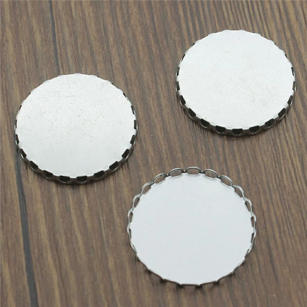 Круглые стеклянные кабошоны с кружевной кромкой из нержавеющей стали камеи