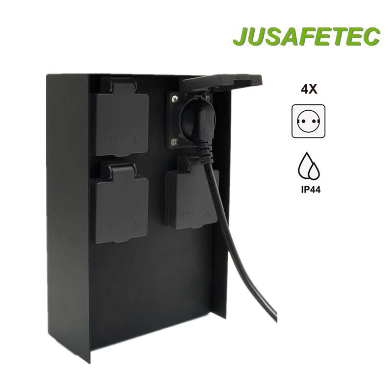 

4-Way Outdoor Garden Socket EU Plug Stainless Steel Power Pillar IP44 Energy Column for Garden dÃ©cor Lawn Mower Hedge Trimmer